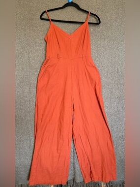 Lucky Brand Orange Sleeveless V-Neck Wide-Leg Jumpsuit